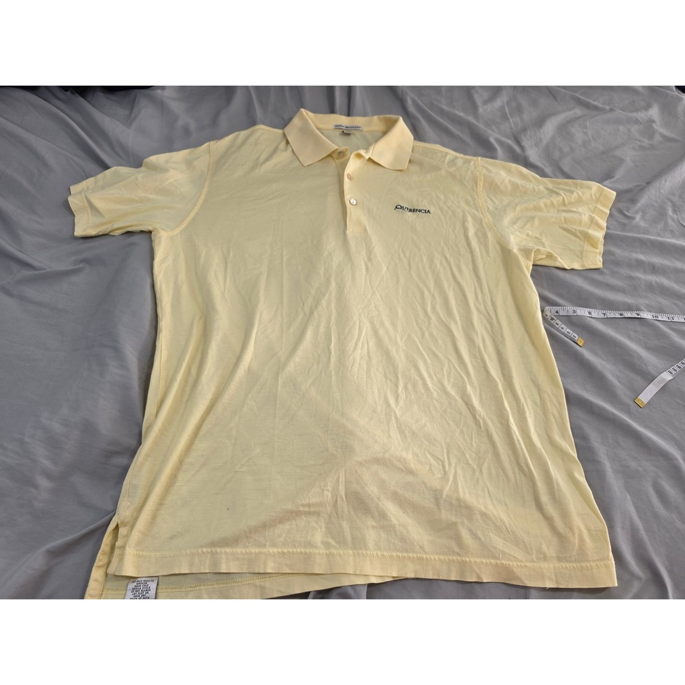 Peter Millar Mens Pale Yellow Querencia Embroidered Polo Shirt Large MC00K01